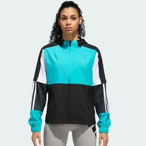 Adidas Windbreaker Jacket Women’s‎ Size M Black Mint Hooded Lightweight Zip Up